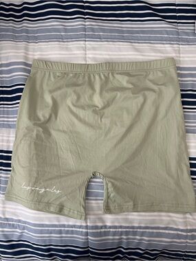 SHEIN Sage Green Script Bike Shorts